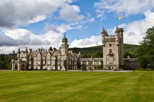 photo of Pitlochry panoramic aerial view with church. Pitlochry is a town in the Perth and Kinross council area of Scotland.