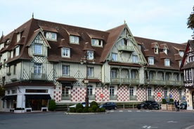 photo of Port of Deauville and city skyline in a sunny summer day, Normandy, France.