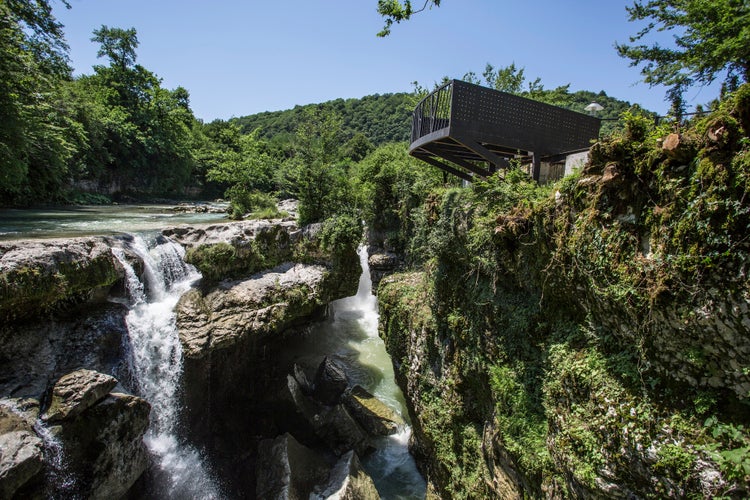 Gachedili Waterfall and viewing platform.