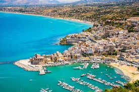 photo of an aerial panoramic view of Castellammare del Golfo town, Trapani, Sicily, Italy.