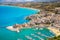 photo of an aerial panoramic view of Castellammare del Golfo town, Trapani, Sicily, Italy.