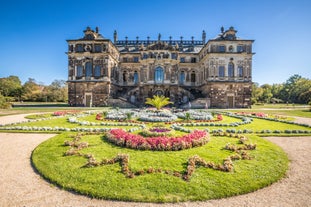 Photo of scenic summer view of the Old Town architecture with Elbe river embankment in Dresden, Saxony, Germany.