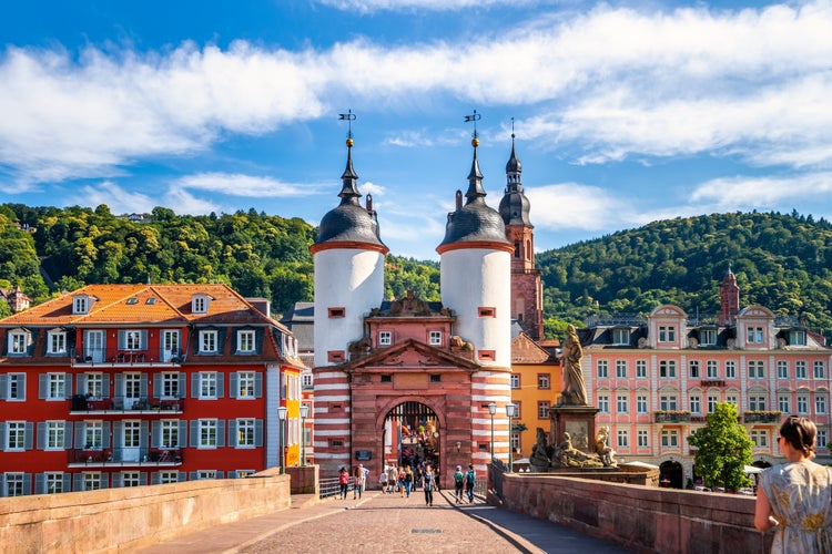 photo of view of Old Bridge, Old city of Heidelberg, Germany.