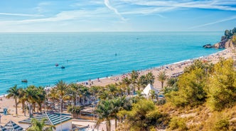 Photo of aerial view of Benalmadena coastal town in Andalusia in southern Spain.