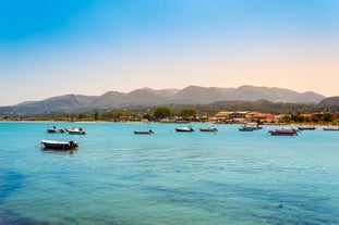 Photo of aerial view of Palaiokastritsa beach on Corfu islands, Greece.