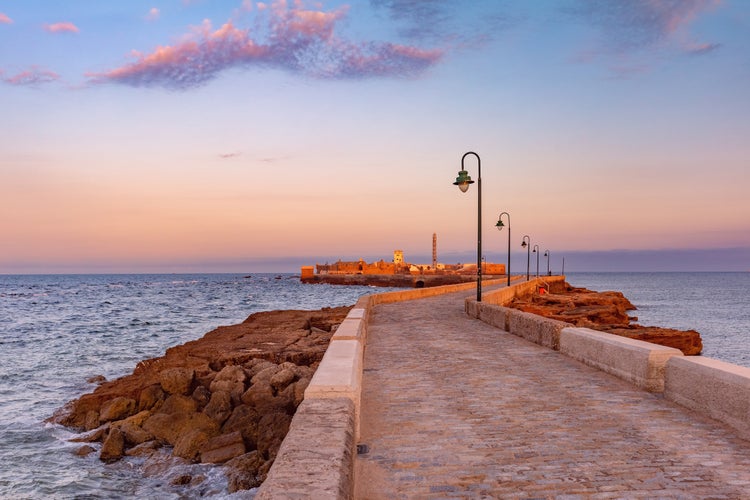 Photo of San Sebastian Castle at sunrise, Cadiz, Andalusia, Spain.