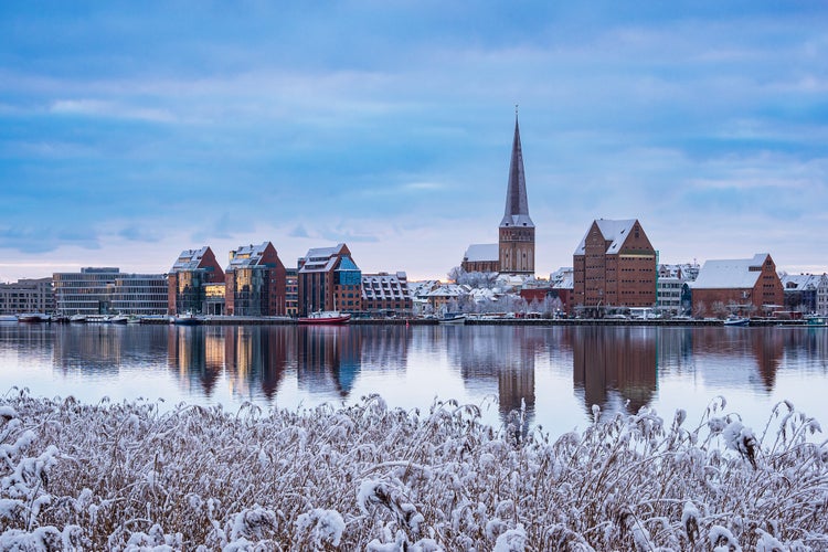 Photo of over the river Warnow to the city Rostock, Germany.