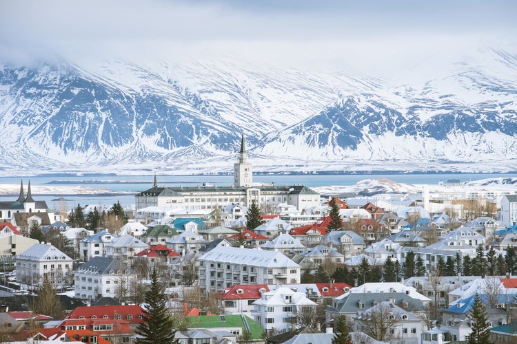 Reykjavik the capital city of iceland in winter snow view from above.jpg