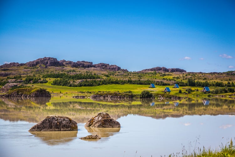  Photo of Lagarfljót Lake at the Town of Fellabær, Eastern Iceland just above Town Egilsstaðir