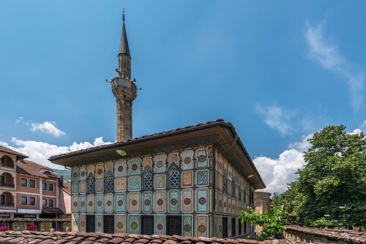 Sarena Dzamija (Decorated Mosque) a colorful mosque in Tetovo, North Macedonia on a sunny summer day