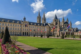 Photo of beautiful city Saint-Brieuc with ancient half-timbered houses, Brittany region, France.