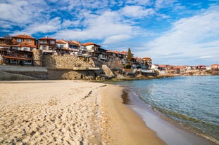 Photo of aerial view of Bulgarian town Sozopol.