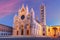 photo of Beautiful view of facade and campanile of Siena Cathedral, Duomo di Siena at sunrise, Siena, Tuscany, Italy .