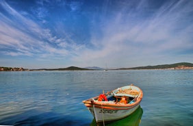 Photo of Cunda Island coastline view in Ayvalik Town of Turkey.