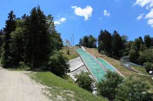 Capital of Slovenia, panoramic view with old town and castle.