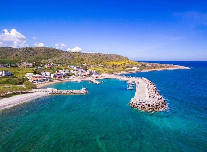 Photo of traditional pictorial coastal fishing village of Milatos, Crete, Greece.