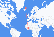 코트디부아르 아비장에서 출발해 아이슬란드 Egilsstaðir에게(으)로 가는 항공편