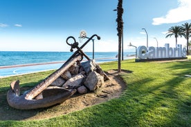 photo of aerial panorama view of the coastline Cambrils, Costa Dourada, Catalonia, Spain.