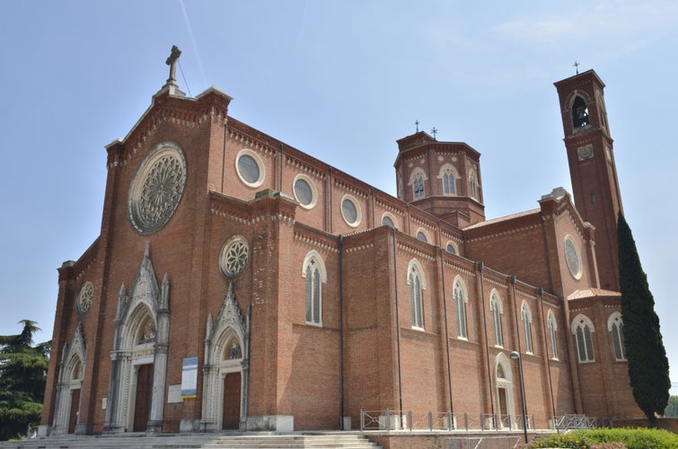 Photo of Ossuary Temple in Bassano del Grappa, Italy. Originally built to house the new headquarters archpriest, following the end of World War became a dignified burial ossuary for the fallen in battle.