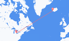 Flyrejser fra Detroit, USA til Reykjavík, Island