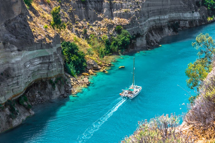 Photo of the Corinthian Canal, Greece.