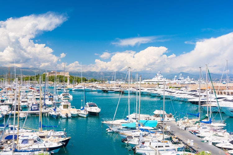 luxury marina in Antibes on french riviera, cote d'azur, France.