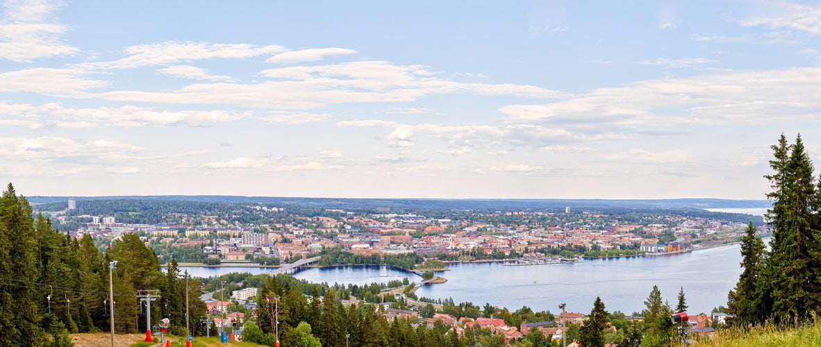 Panorama over Östersund city from the top of the island of Froson.