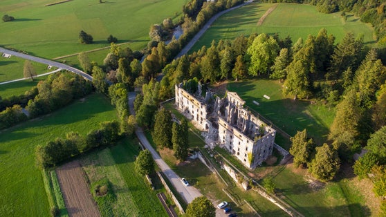 Photo of remains of Haasberg Castle Planina, Slovenia.