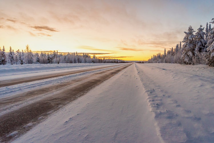 Winter landscapes in Lapland near Sirkka, Finland