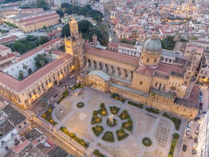 photo of aerial photography of the cathedral of palermo, Italy.