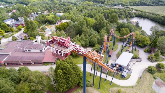 photo of an aerial view of a roller coaster at Parc Bagatelle is an Amusement Park in Rang-du-Fliers, France.