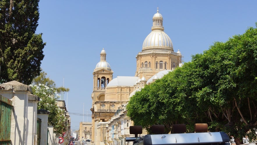 photo of view of Paola Parish Church. Triq Lampuka. Ħal Tarxien. Malta.