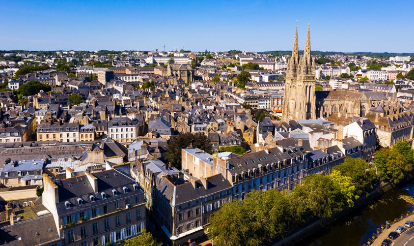 Photo of Drone view of summer cityscape of Quimper ,France.