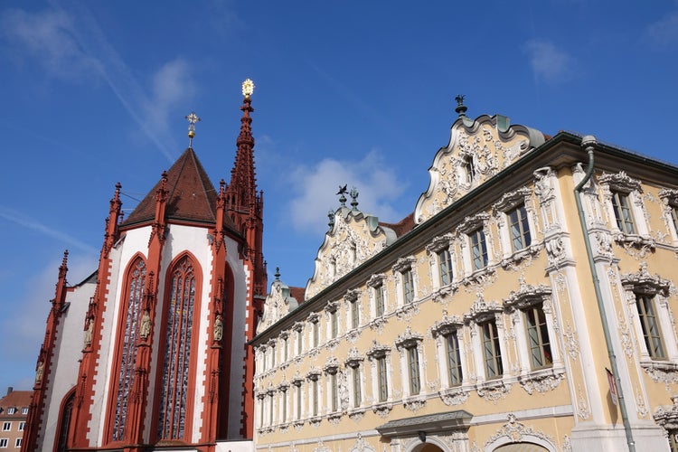 Photo of Marienkapelle and Haus zum Falken in Wuerzburg.