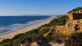 photo of panoramic view of Sesimbra, Setubal Portugal on the Atlantic Coast.