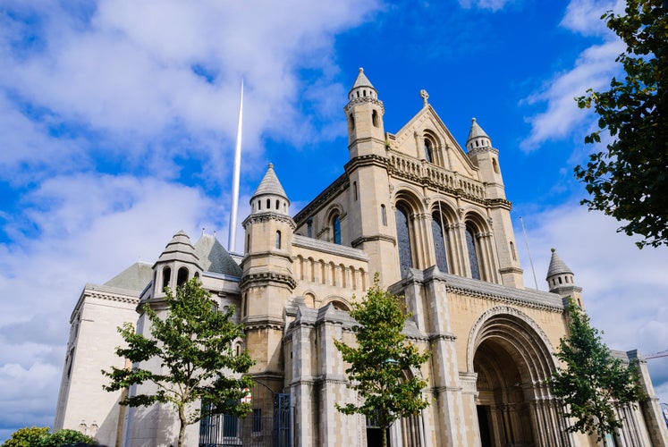 Photo of Saint Anne's Cathedral, Belfast, with its unique stainless steel spike.