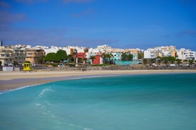 Photo of scenic aerial view of colorful traditional village of El Cotillo in Northen part of island. Canary islands of Spain.