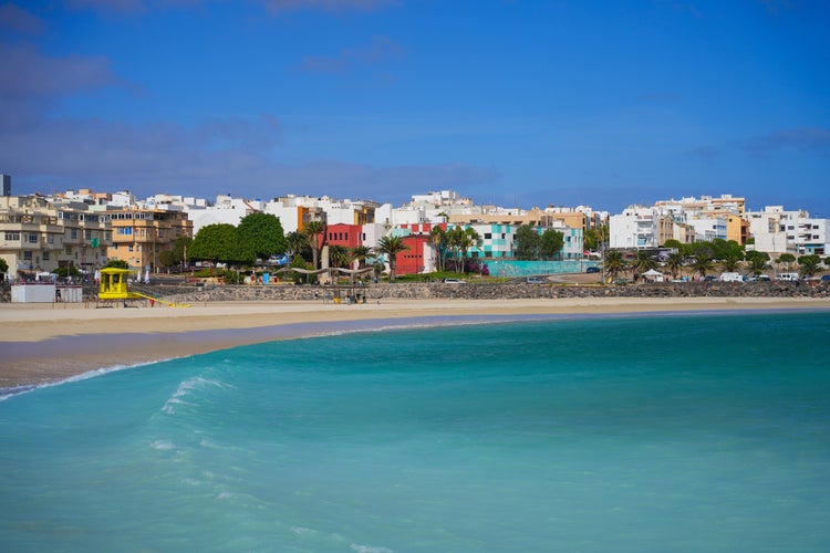 View on the beach of Puerto del Rosario,Spain.