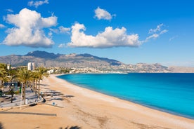 Photo of Beach seashore with wooden path to sea water in San Pedro del Pinatar