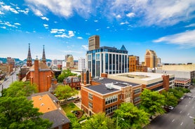 Photo of aerial view of the city of Liverpool in United Kingdom.