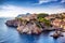 Photo of the general view of Dubrovnik, Fortresses Lovrijenac and Bokar seen from south old walls, Croatia.