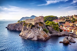 The aerial view of Dubrovnik, a city in southern Croatia fronting the Adriatic Sea, Europe.