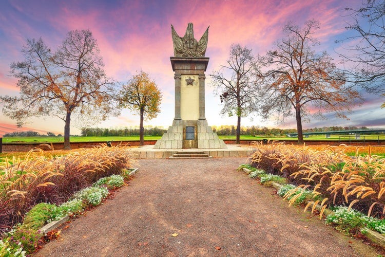 Monument of meeting of Allied forces "Denkmal der Begegnung " in Torgau town on the banks of the Elbe. Location: Torgau, NorthWestern Saxony, Germany, Europe