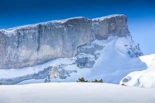 photo of village of Hirschegg in the Kleinwalsertal, Vorarlberg, Austria, with Gottesackerplateau in the background.