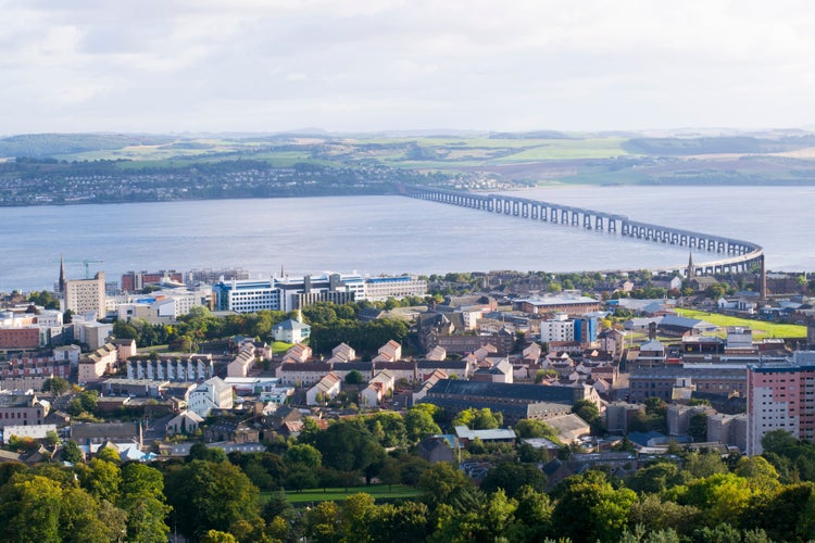 photo of view of Dundee City Sky View from Dundee Law, Scotland UK.