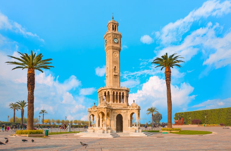 Photo of famous clock tower that became the symbol of Izmir, Turkey.