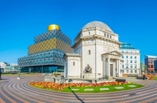 Photo of Nottingham Council House and a fountain front shot at Twilight, UK.