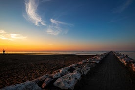 Photo of aerial view of Lido di Jesolo, or Jesolo Lido the beach area of the city of Jesolo in the province of Venice, Italy.