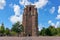  photo of Oldehove an unfinished and leaning church tower in the medieval center of the Dutch city of Leeuwarden, the Netherlands.