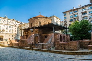 Photo of aerial view of Plovdiv, Bulgaria.